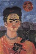 Frida Kahlo Self-Portrait with Diego on My Breast and Maria on My Brow painting